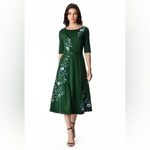 Eshakti Emerald Cotton Jersey Knit Dress (XS-2)